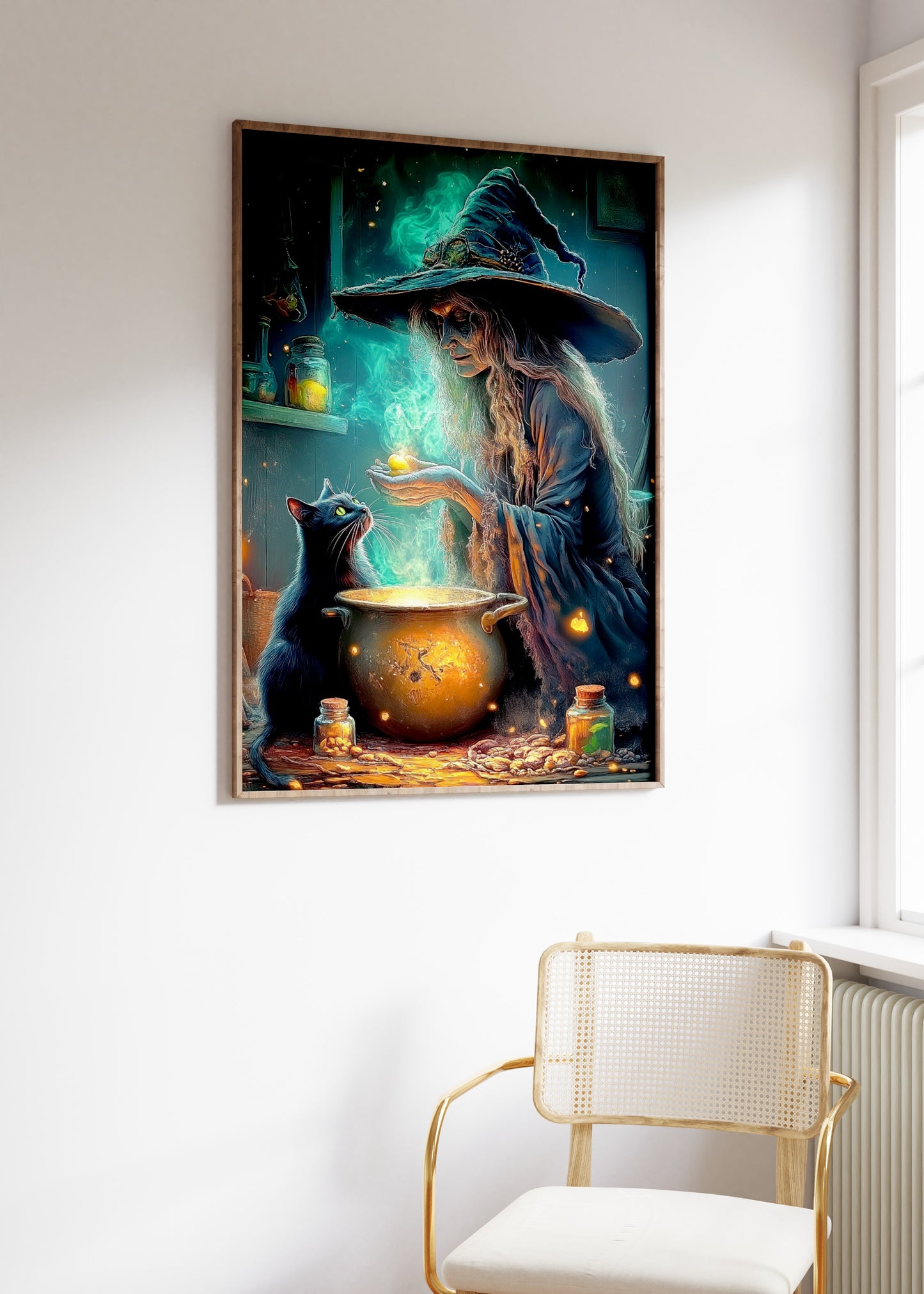 Halloween Witch And Black Cat Poster