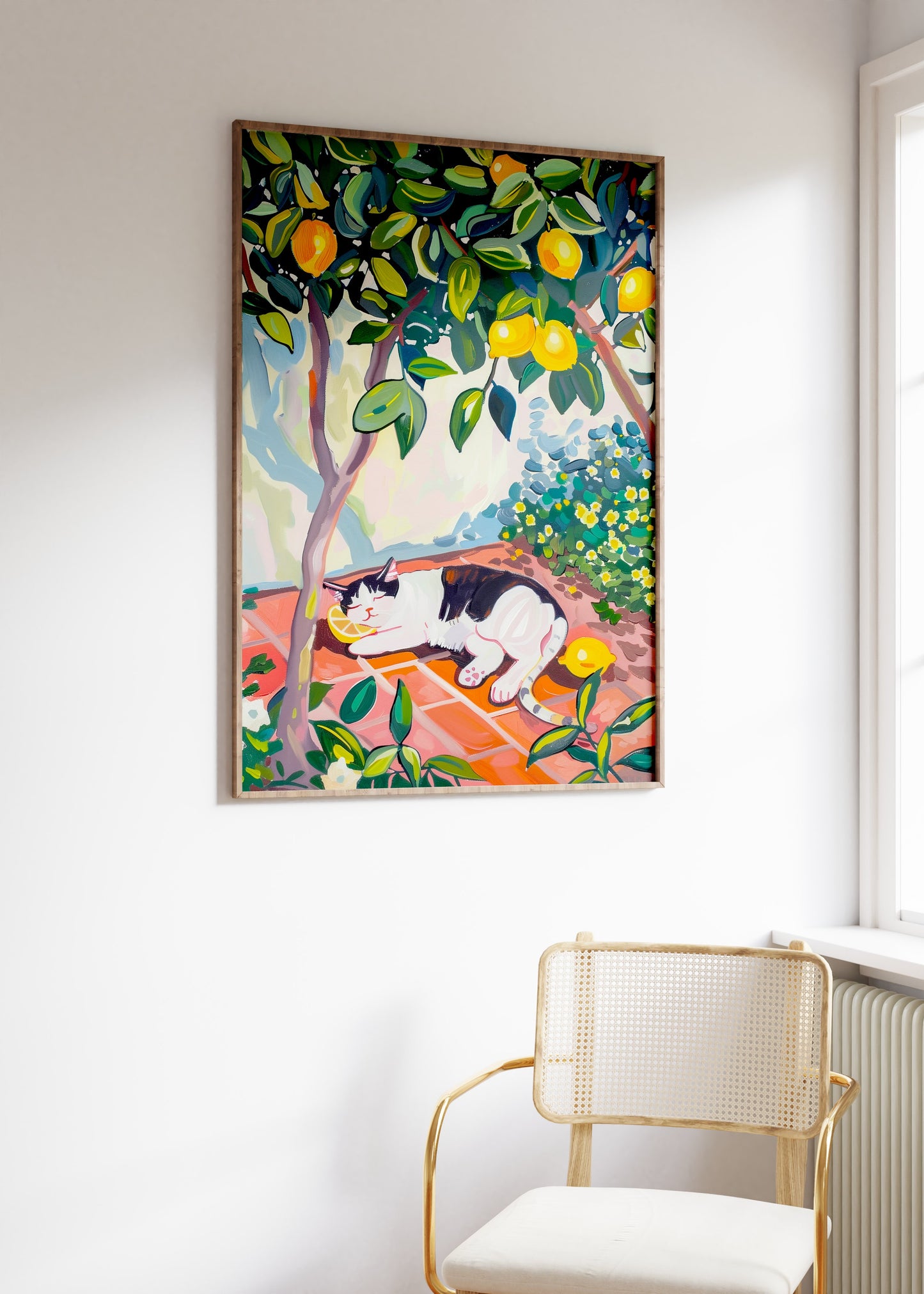 Cat Sleeping Under The Lemon Tree Poster