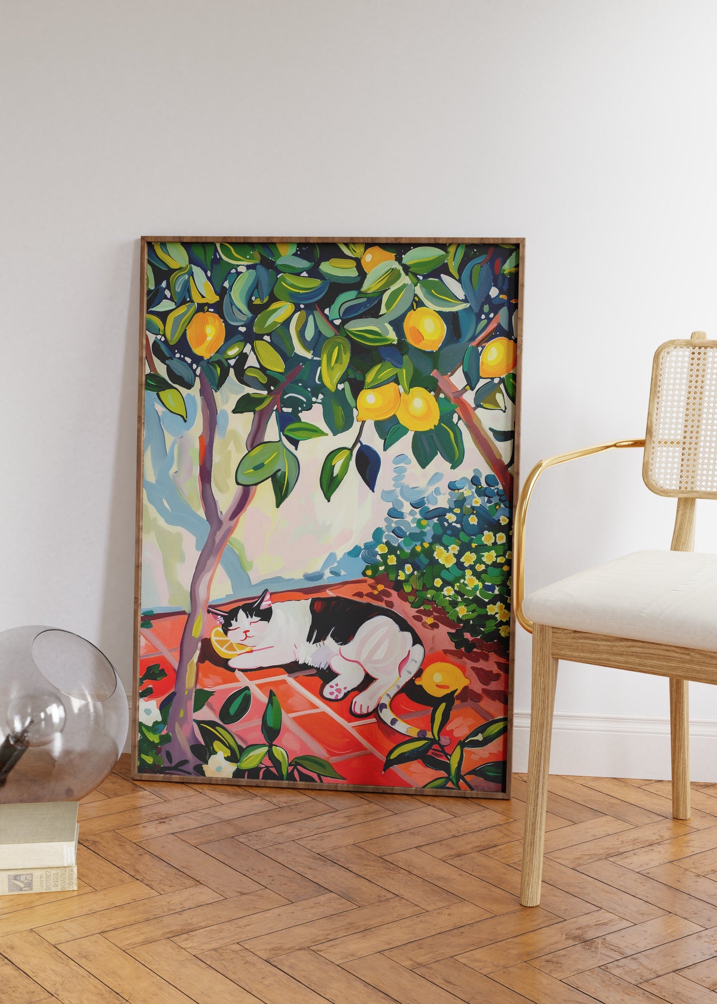 Cat Sleeping Under The Lemon Tree Poster