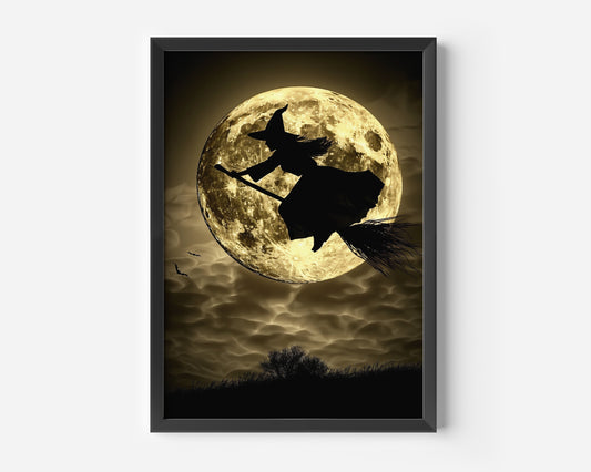 Witch on The Broomstick and The Full Moon