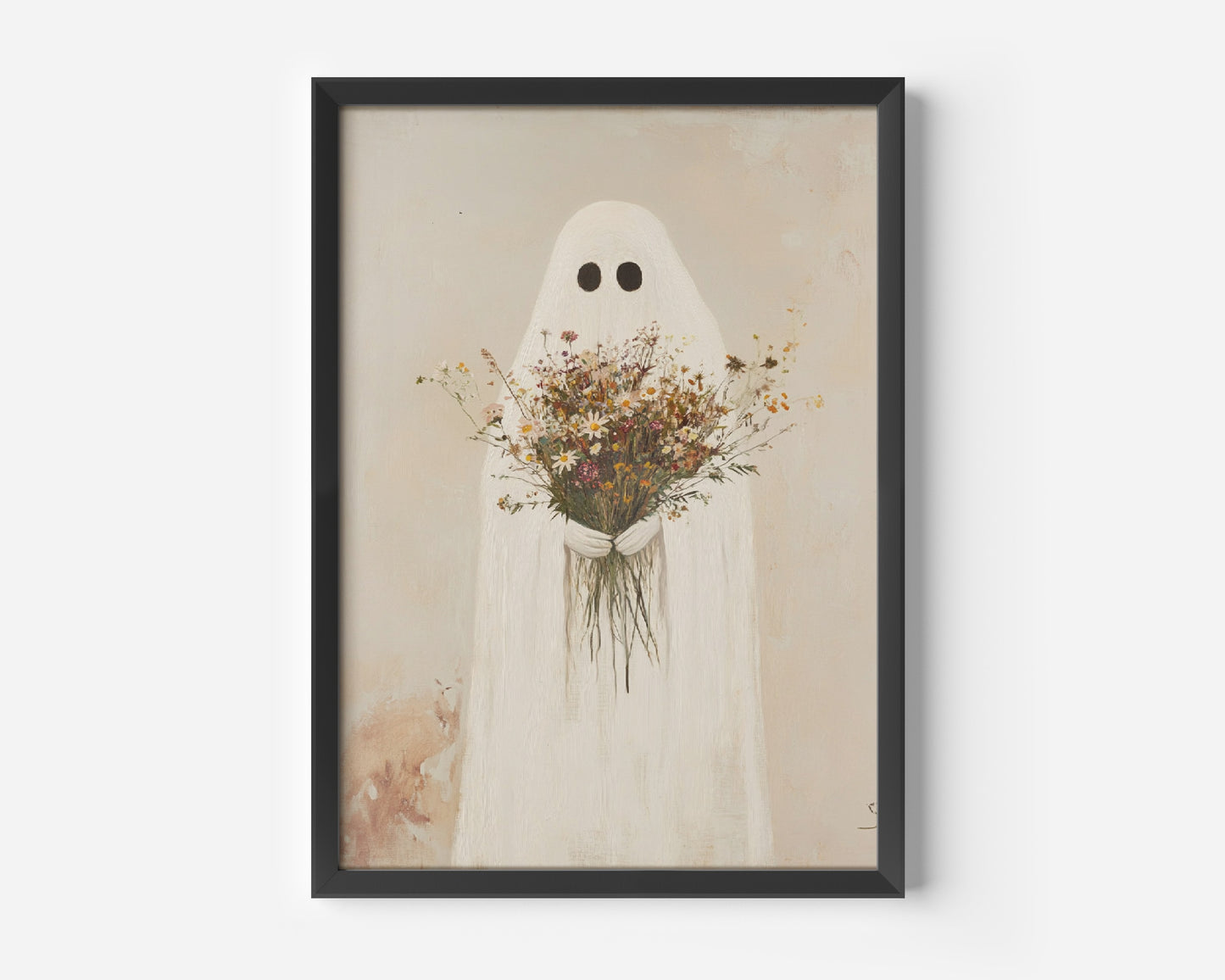 Ghost Holding a Wildflower Bouquet Poster