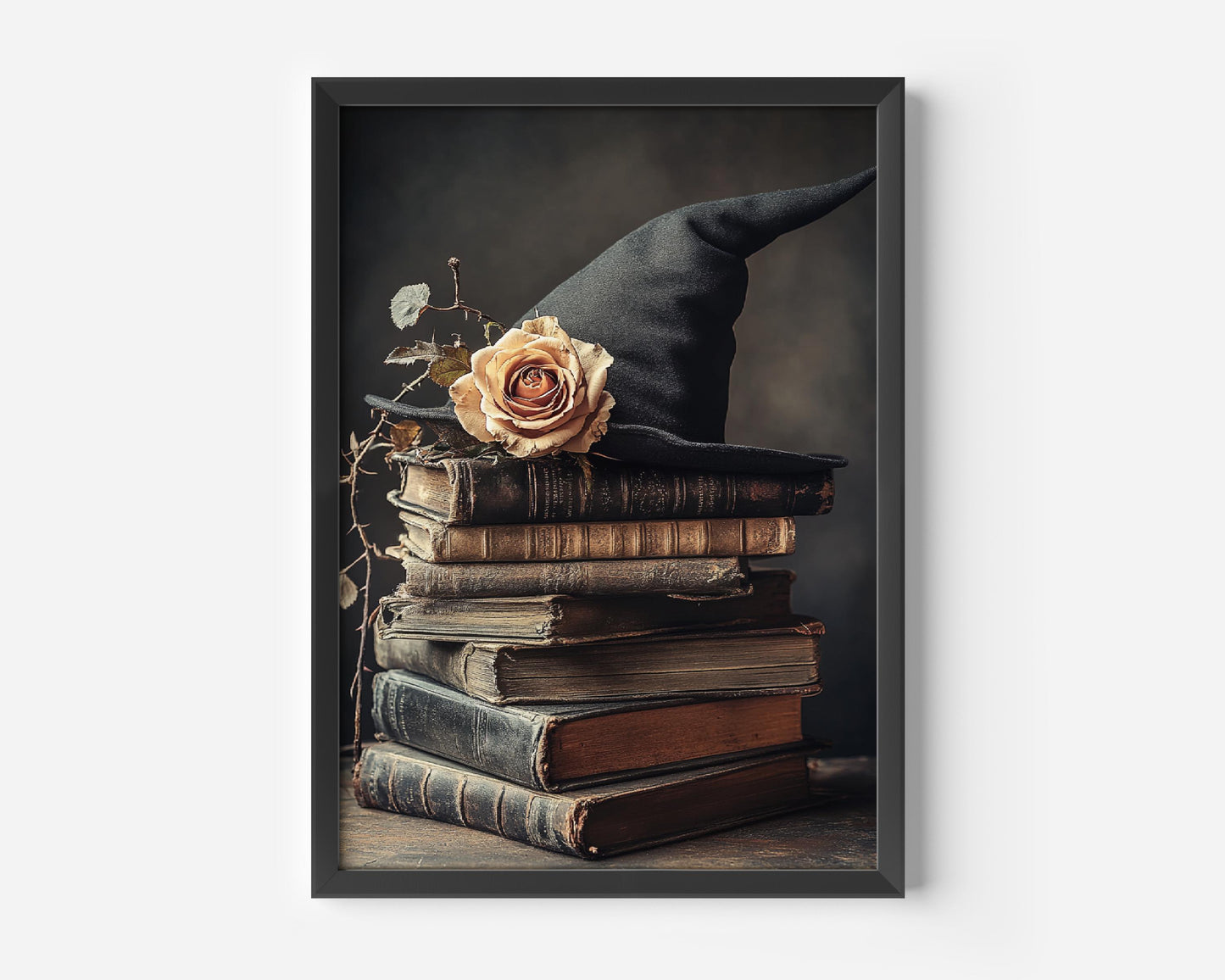 A Stack of Old Books, Rose And Witch Hat