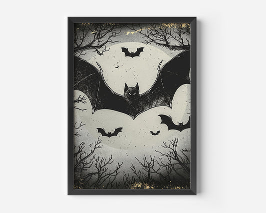 Halloween Flying Bats Poster