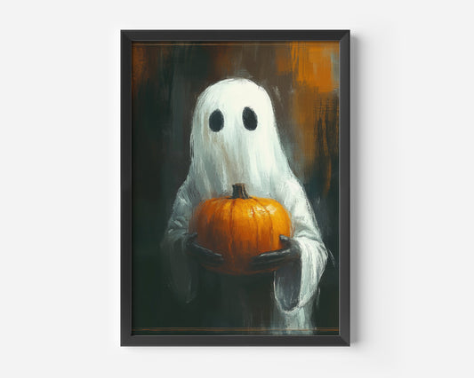 Ghost Holding a Pumpkin Poster