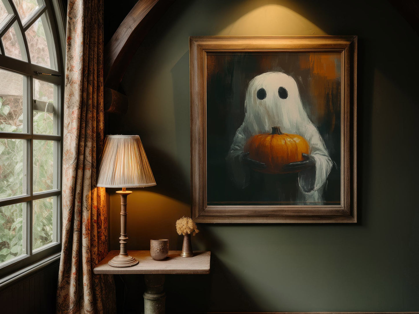 Ghost Holding a Pumpkin Poster