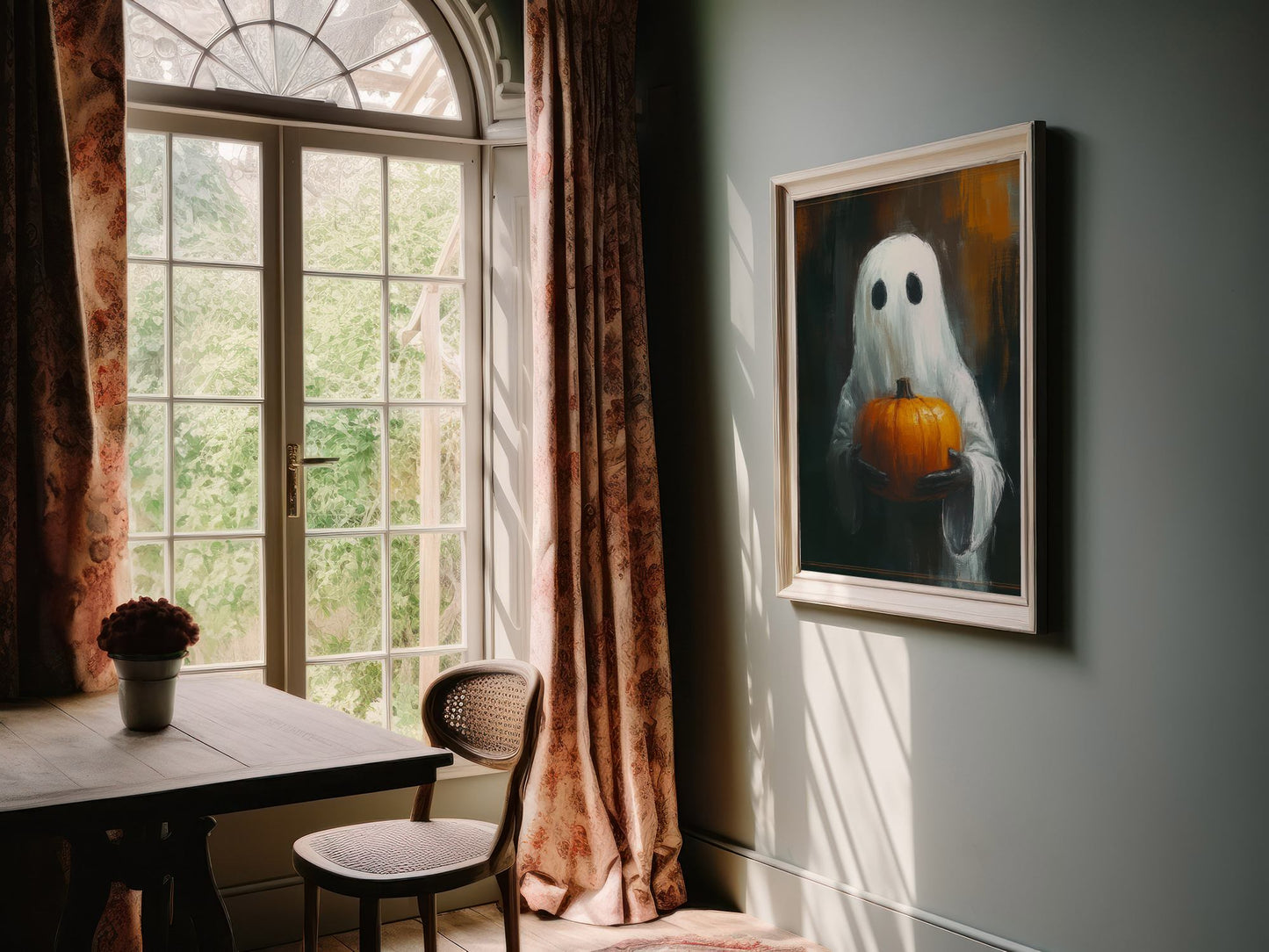 Ghost Holding a Pumpkin Poster