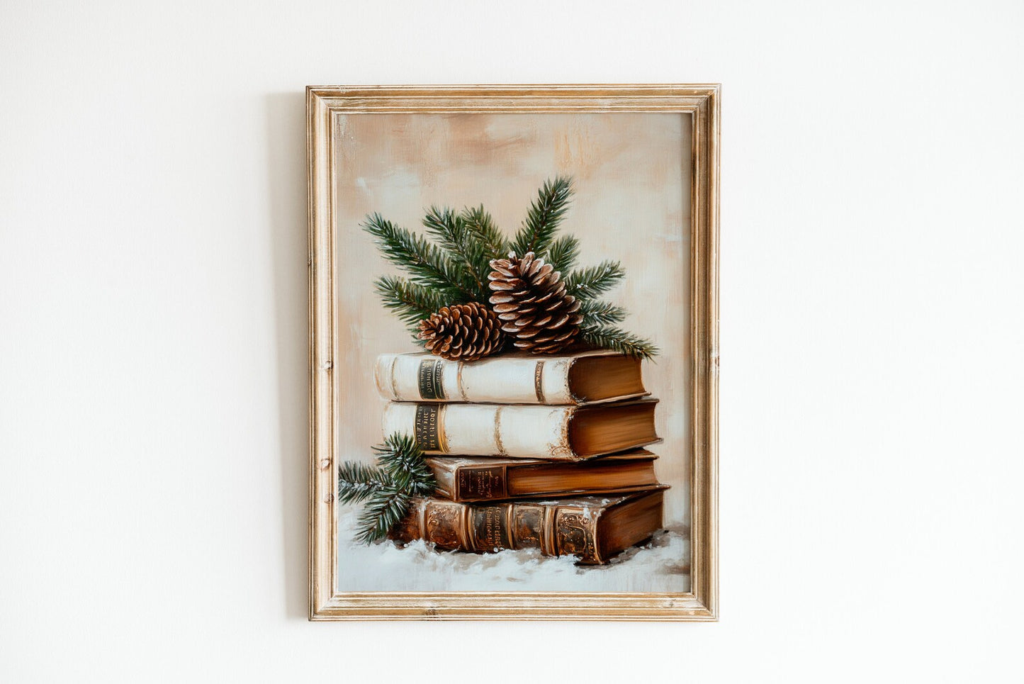 Vintage Old Books And Pine Cone Print