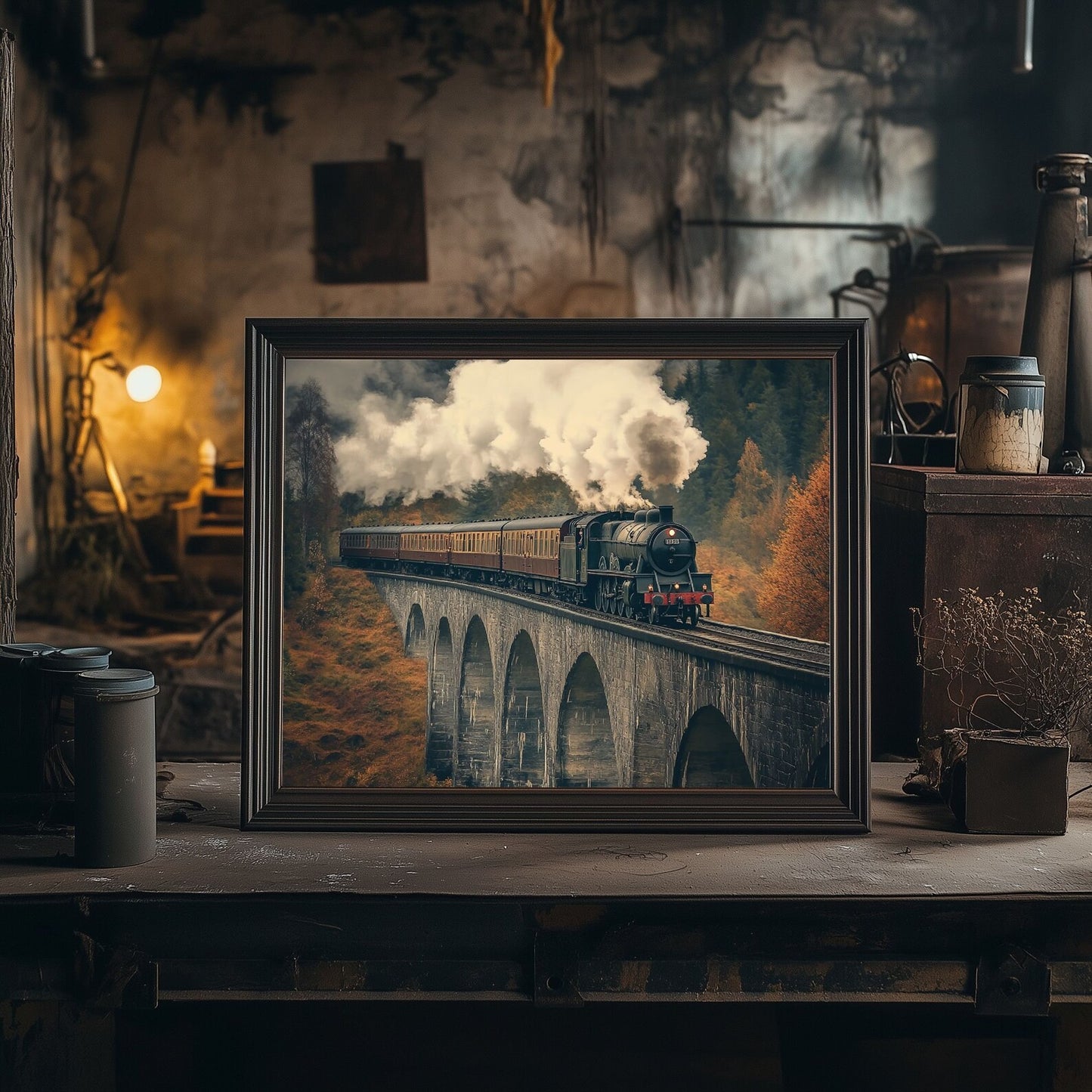 Vintage Old Train Print