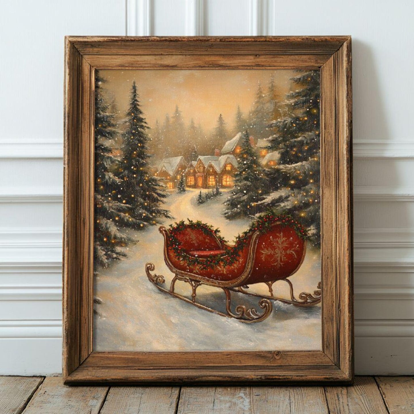 Vintage Father Christmas Sleigh Poster