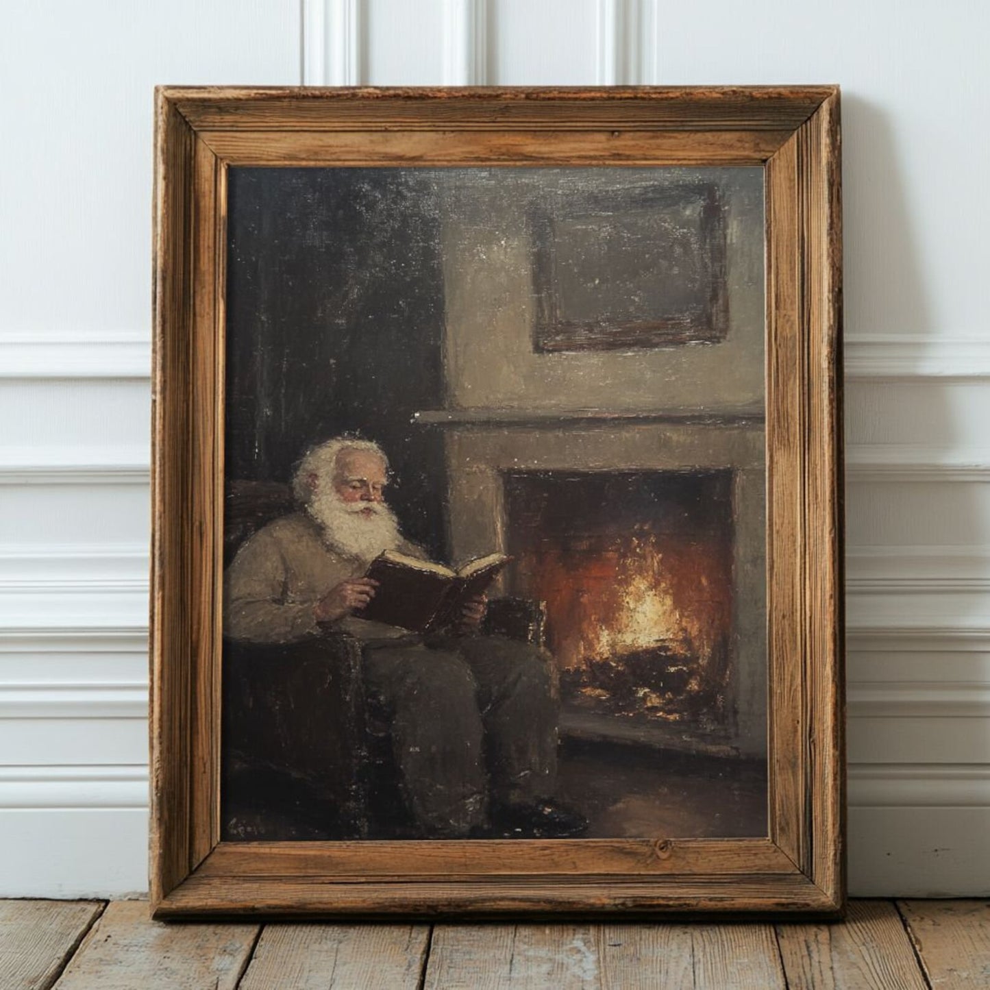 Santa Claus Reading a Book Poster