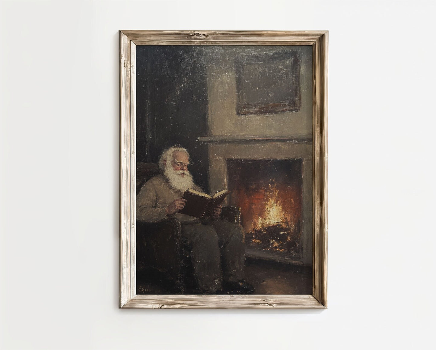 Santa Claus Reading a Book Poster