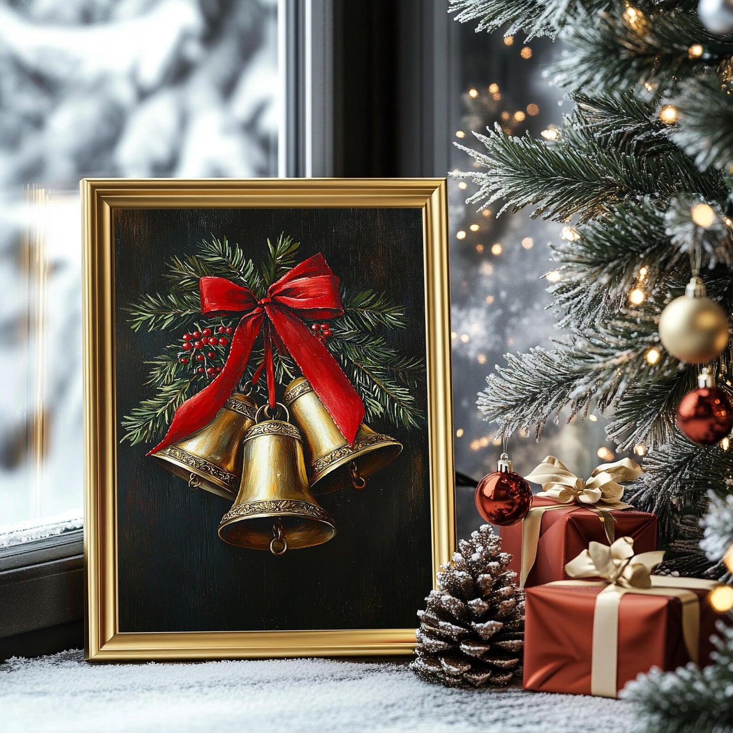 Vintage Christmas Bells Print