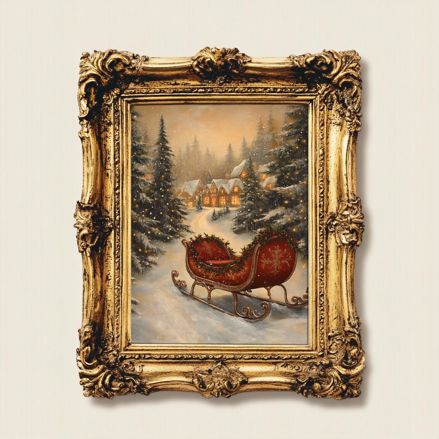 Vintage Father Christmas Sleigh Poster