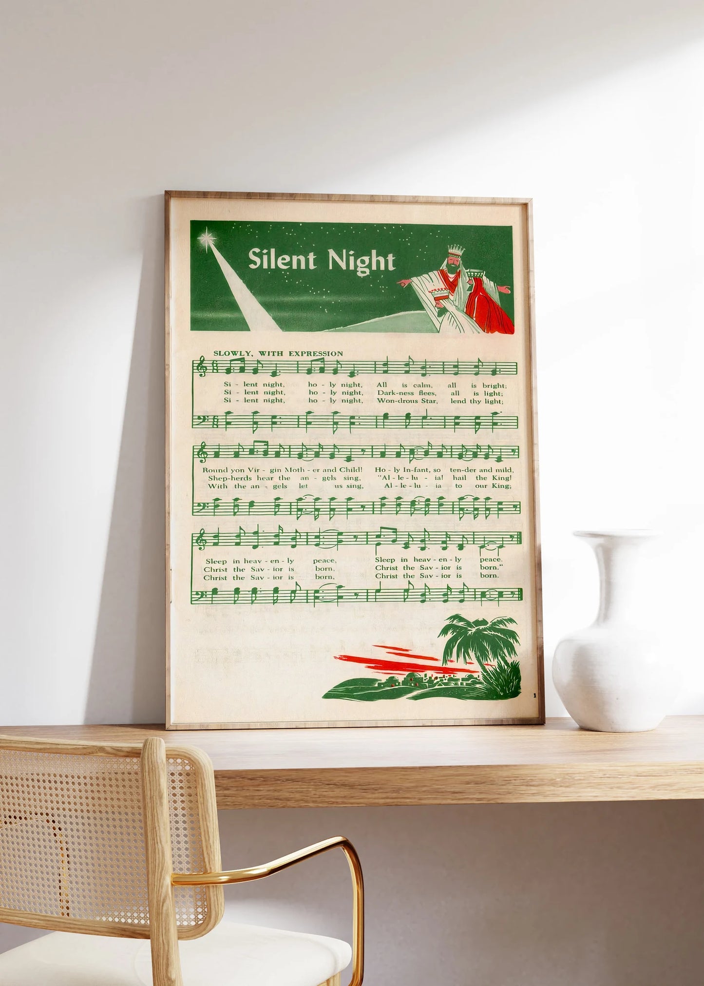 Silent Night Christmas Song Music Sheet Poster (Copy) (Copy)