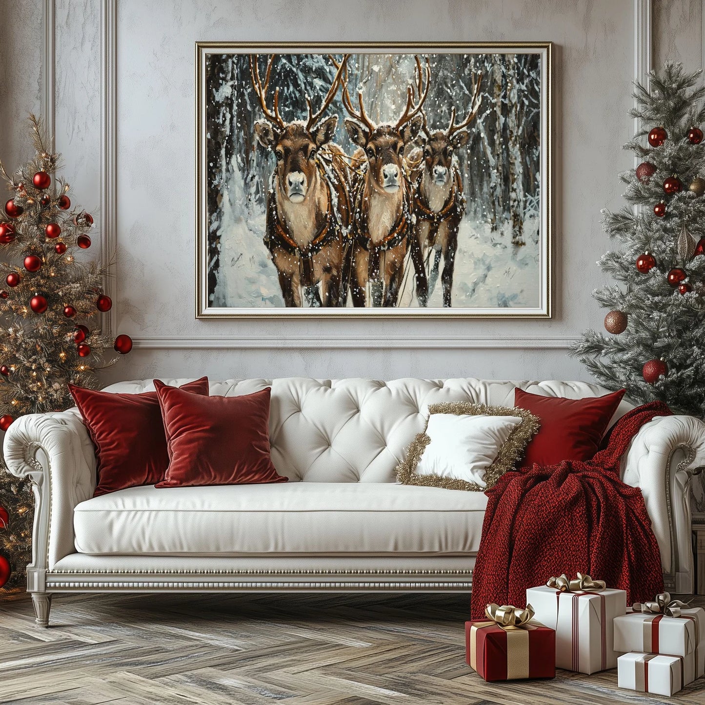 Vintage Reindeers Poster