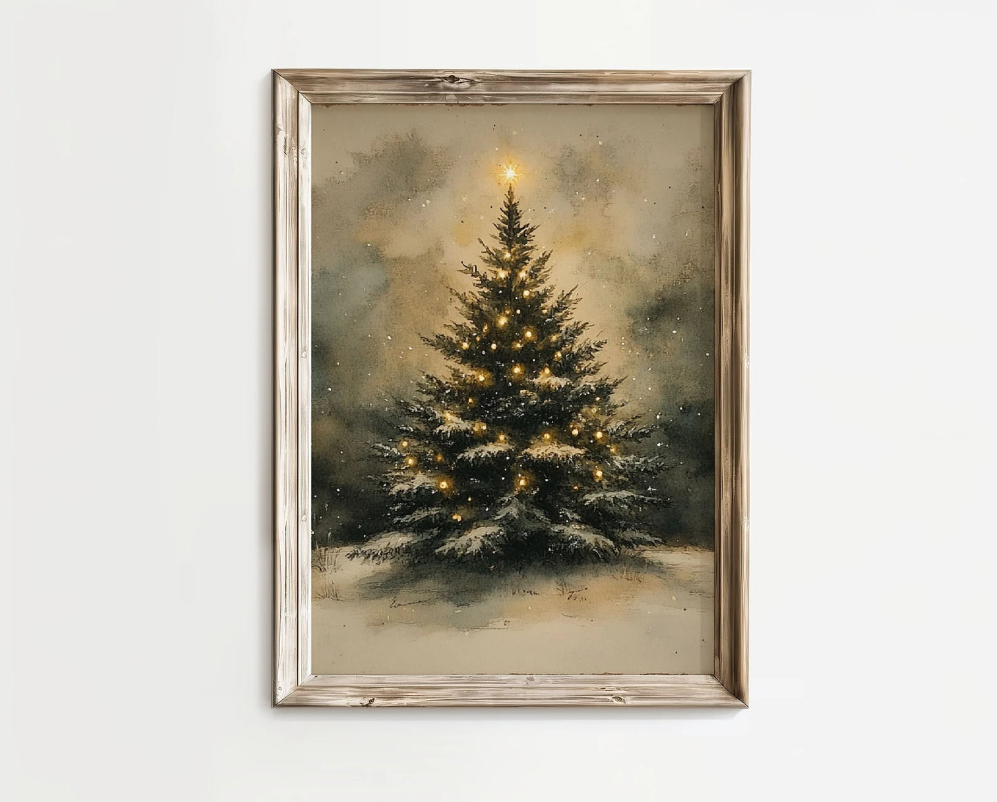 Vintage Moody Christmas Tree Print