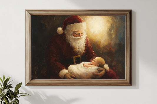 Santa With Baby Jesus Poster