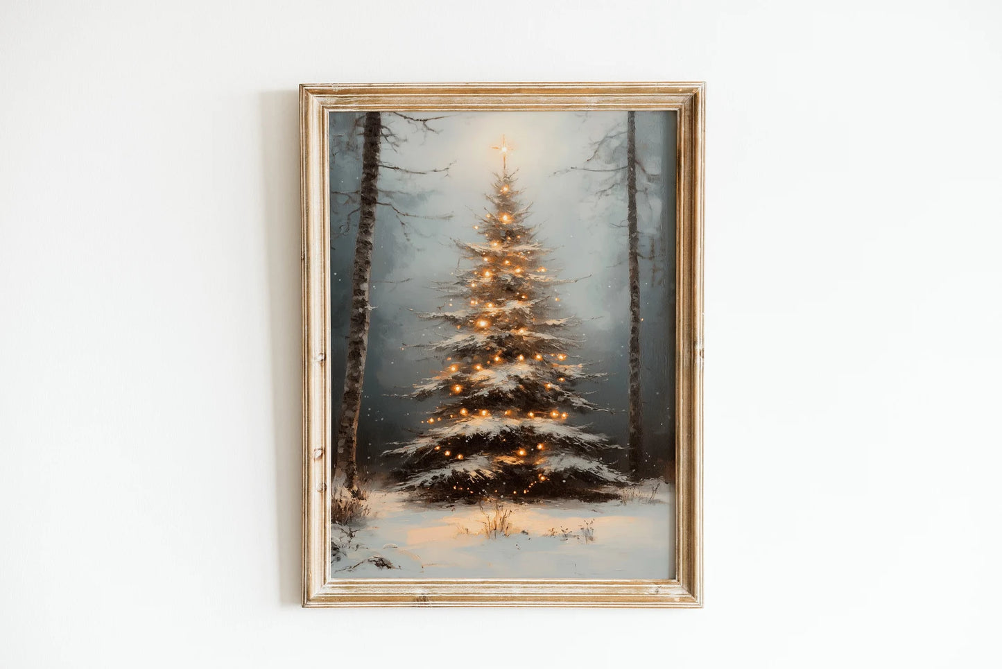 Christmas Tree in a Winter Landscape Print