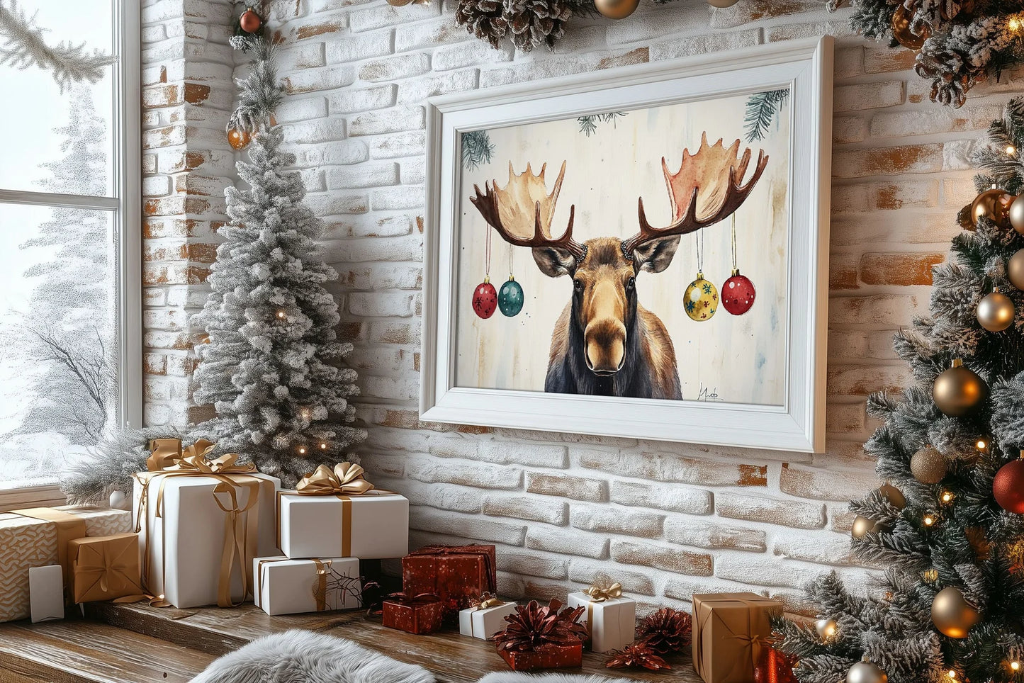 Funny Christmas Moose Poster