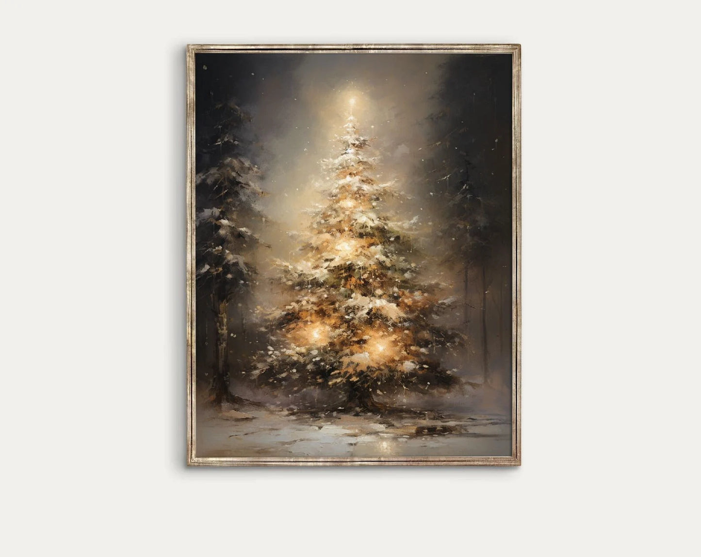 Christmas Tree in The Snowy Forest Print