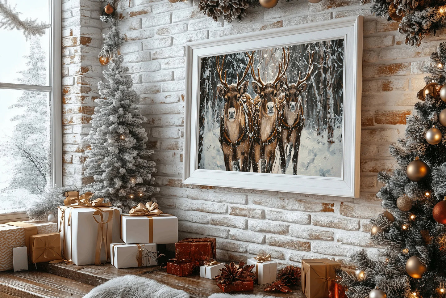 Vintage Reindeers Poster