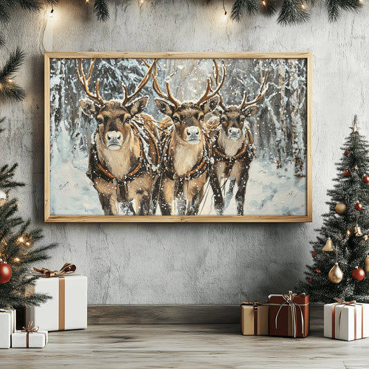 Vintage Reindeers Poster