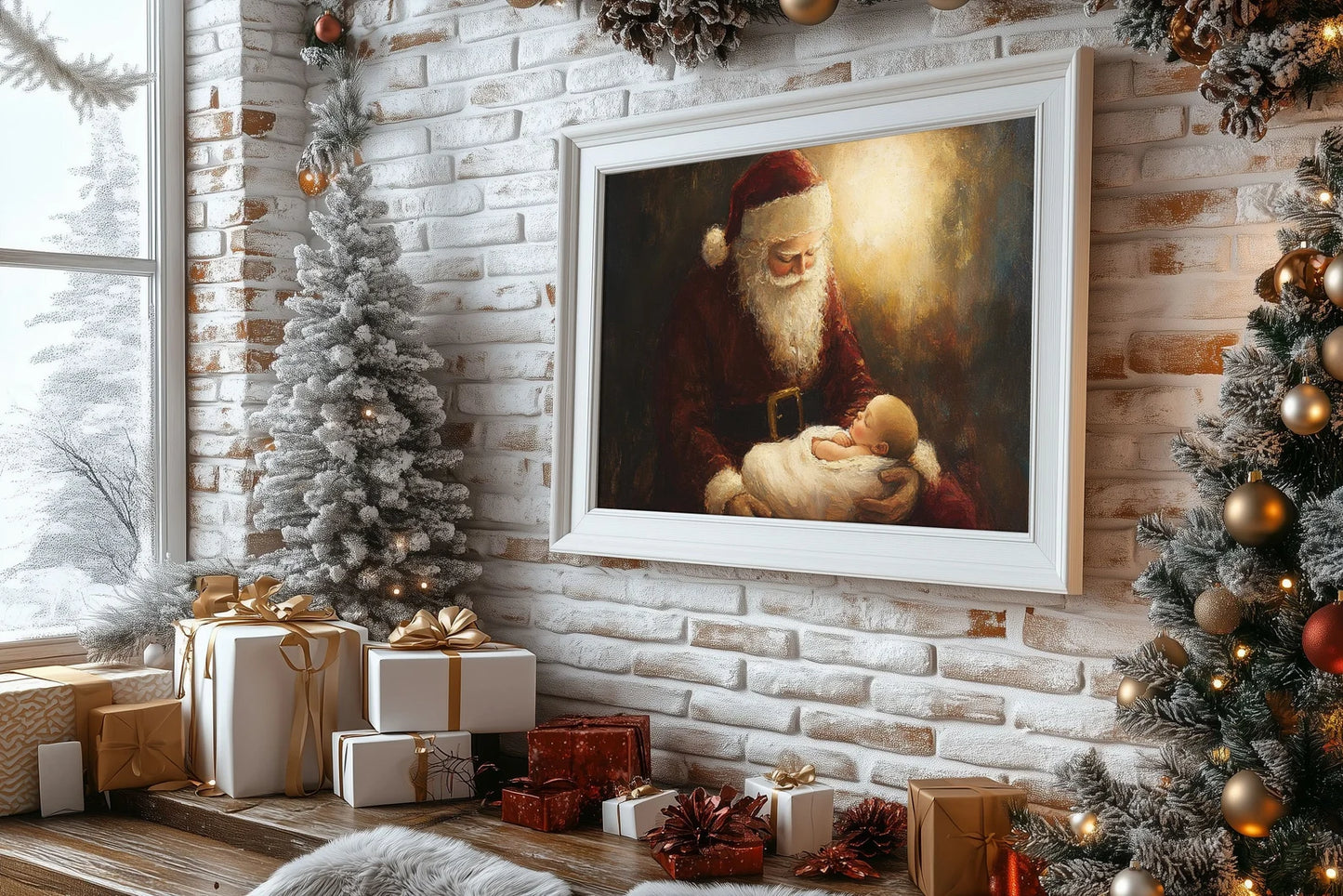 Santa With Baby Jesus Poster