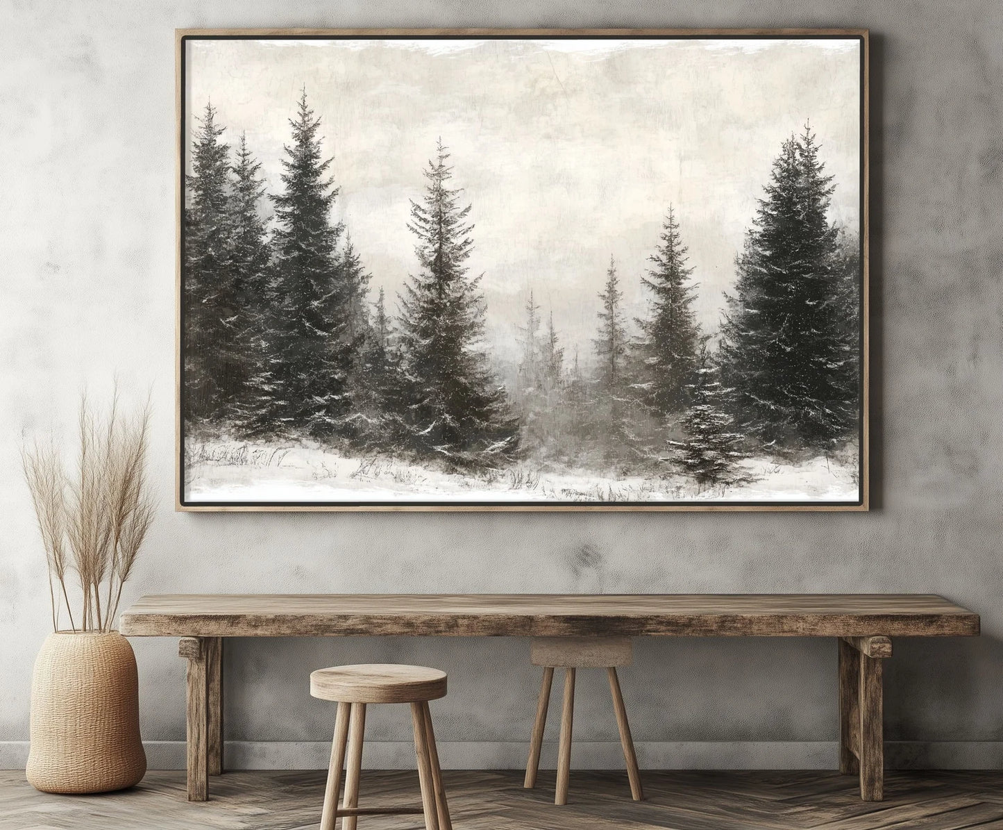 Vintage Snowy Pine Trees Poster