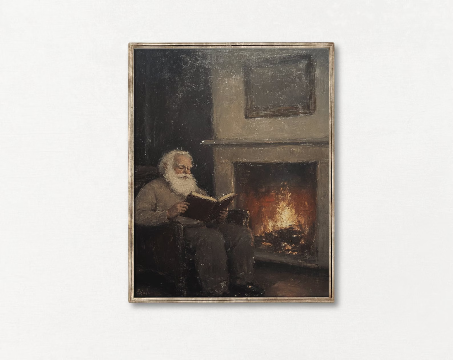 Santa Claus Reading a Book Poster