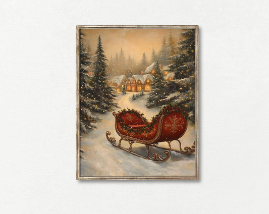 Vintage Father Christmas Sleigh Poster