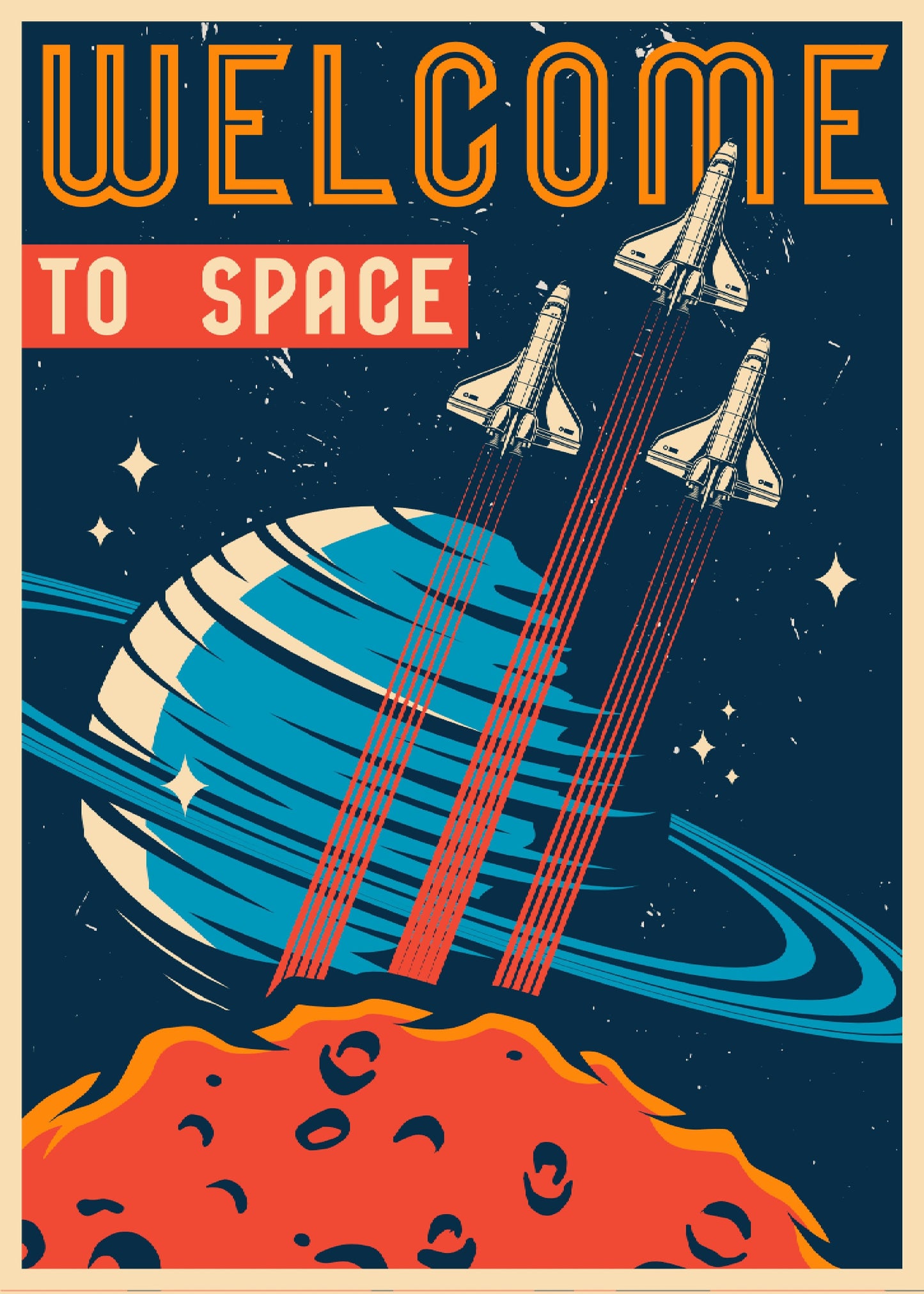 Welcome To Space Travel Vintage Poster