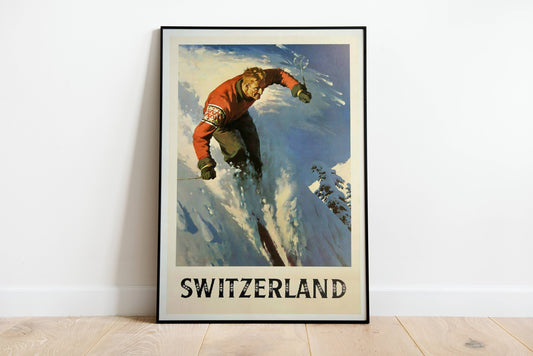 Switzerland Ski Vintage Poster