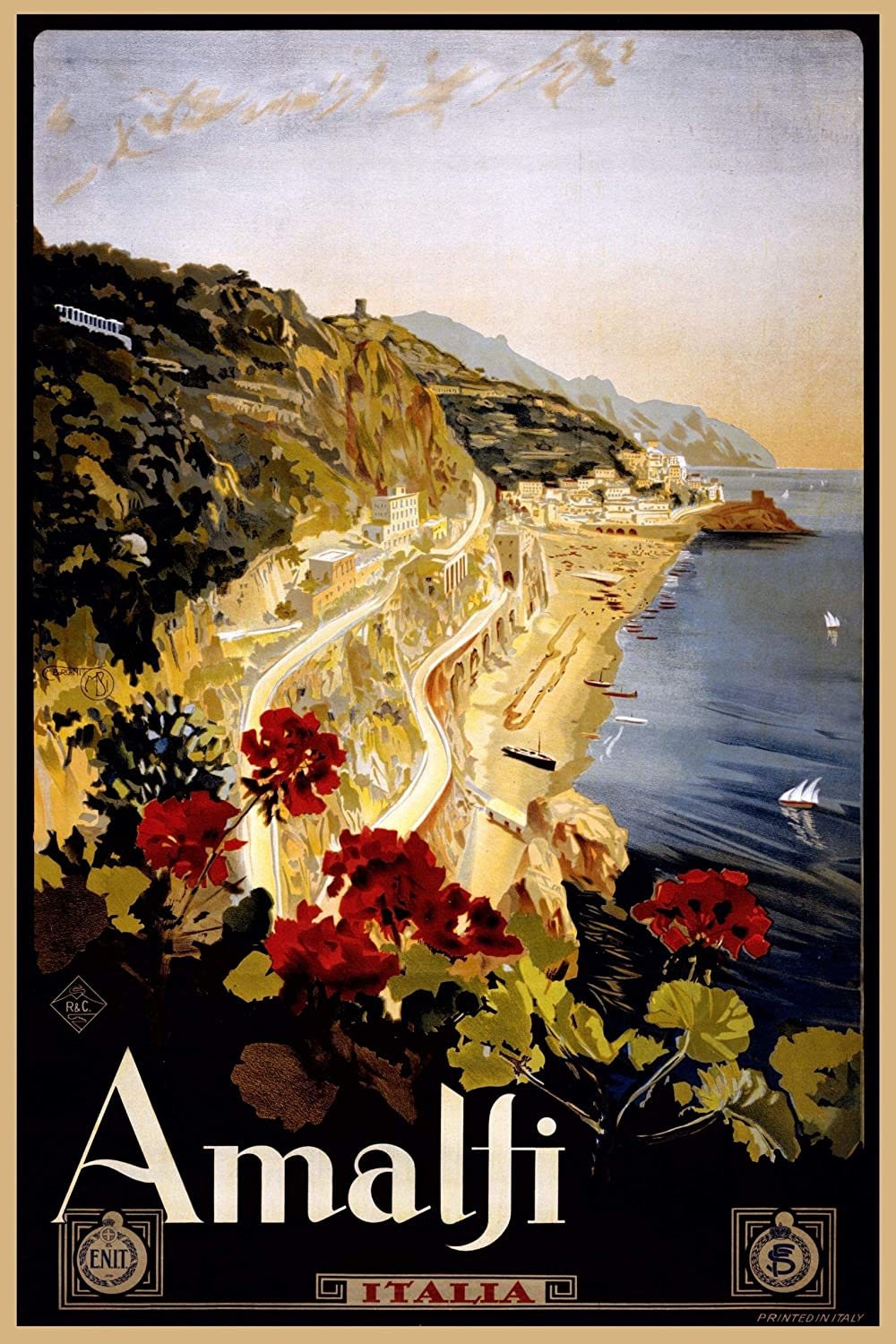 Amalfi Italia Travel Vintage Poster