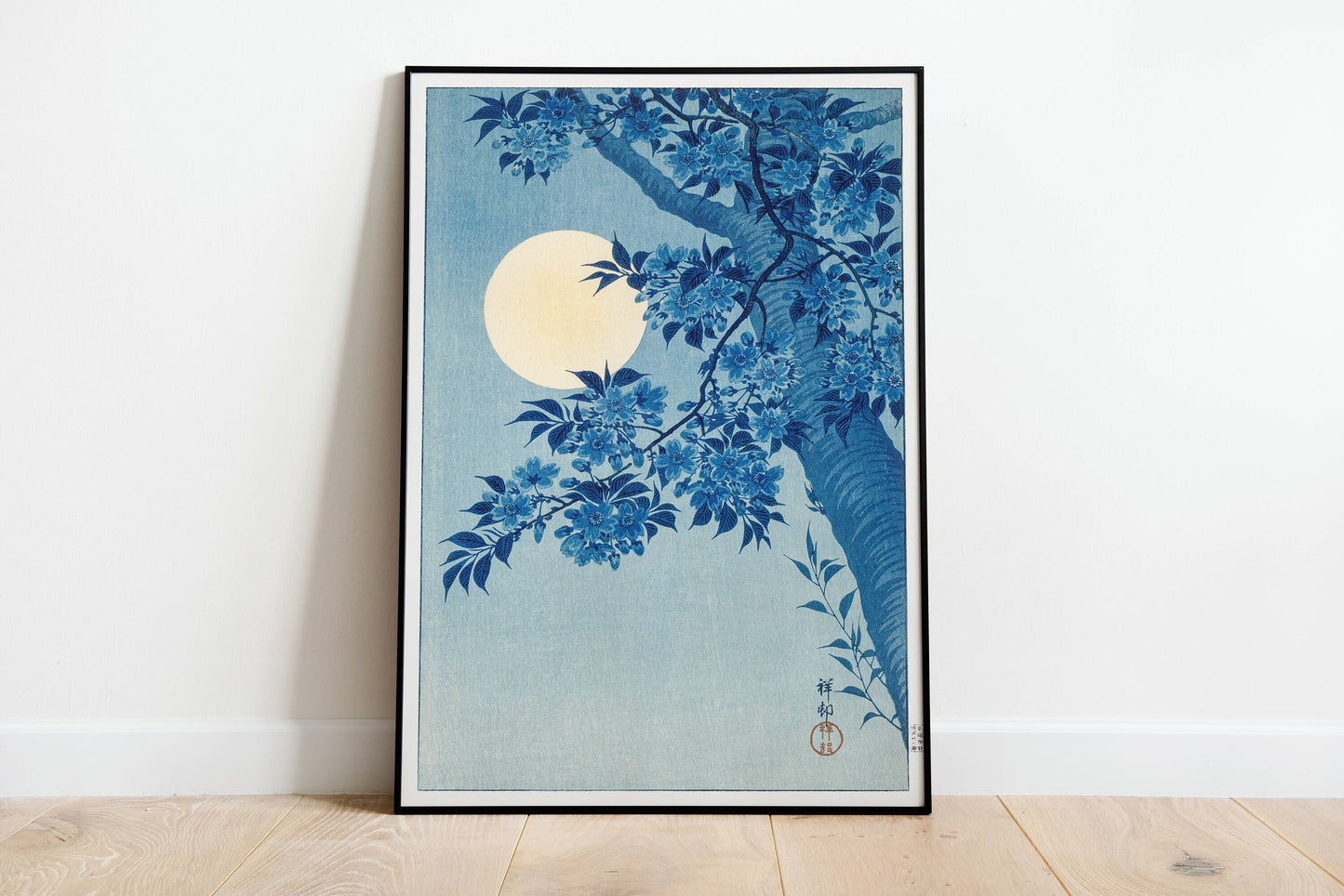 Blossoming Cherry on a Moonlight Night by Ohara Koson Poster