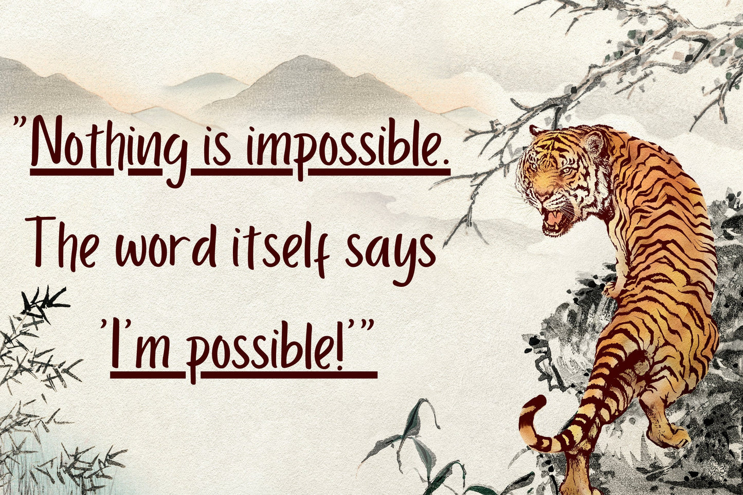 Tiger Motivational Poster, Quote Print