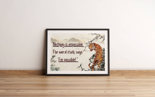 Tiger Motivational Poster, Quote Print