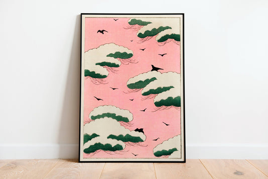 Vintage Pink Sky Illustration Poster