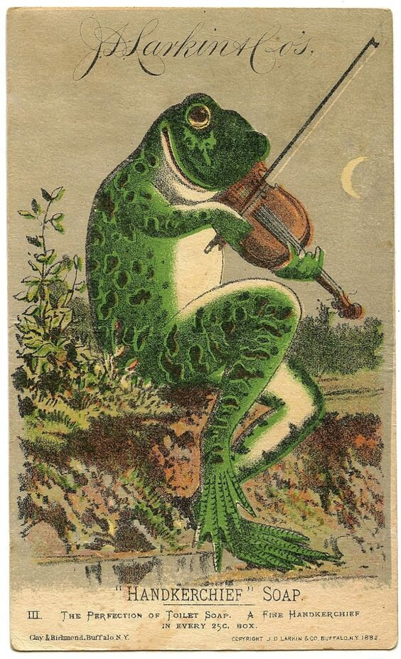 A Frog Playing Violin in The Moonlight Poster