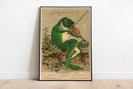 A Frog Playing Violin in The Moonlight Poster