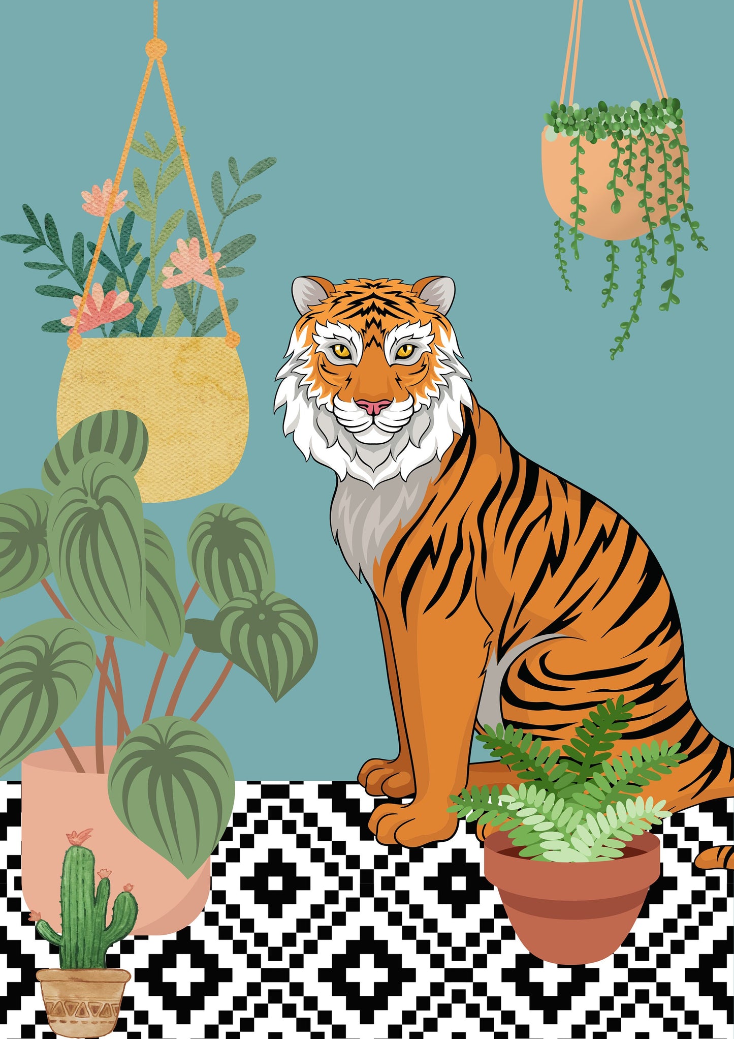 Tiger and Plants Print