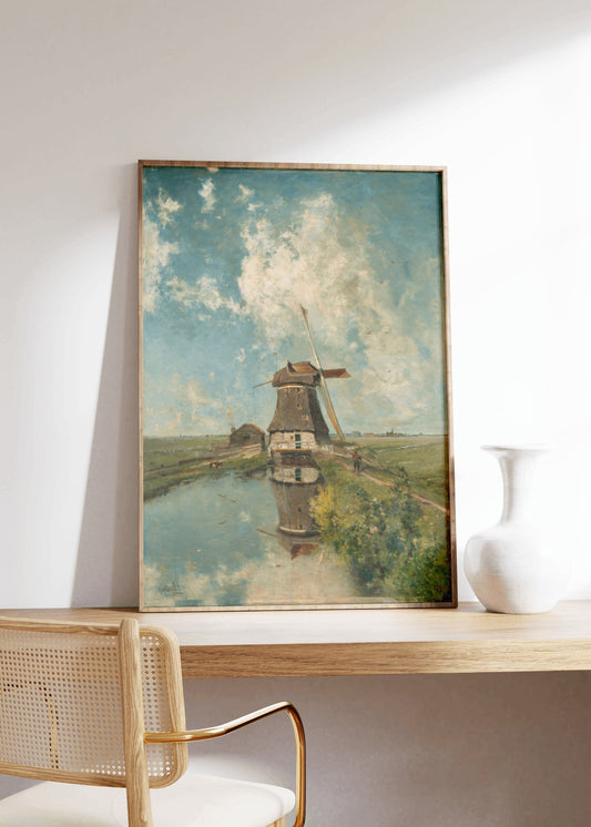 A Windmill on a Polder Waterway by Paul Joseph Constantin Gabriël Poster