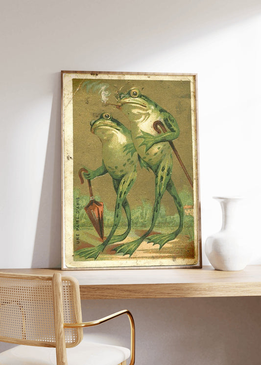 Mum And Dad Frog Vintage Poster