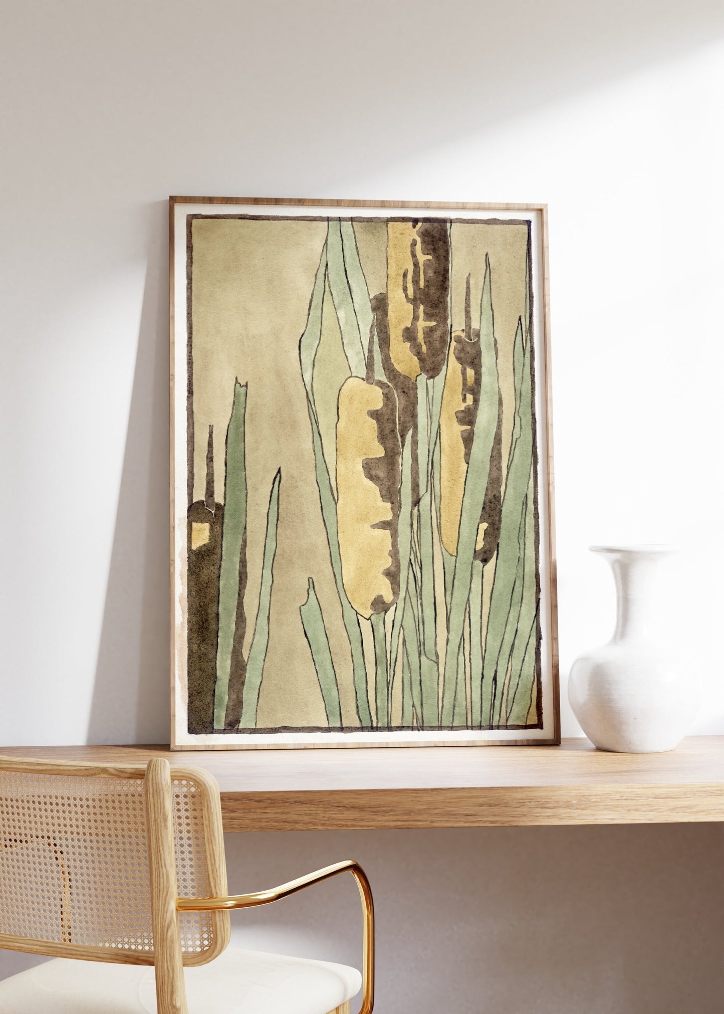 Hannah Borger Overbeck Cattail Vintage Poster