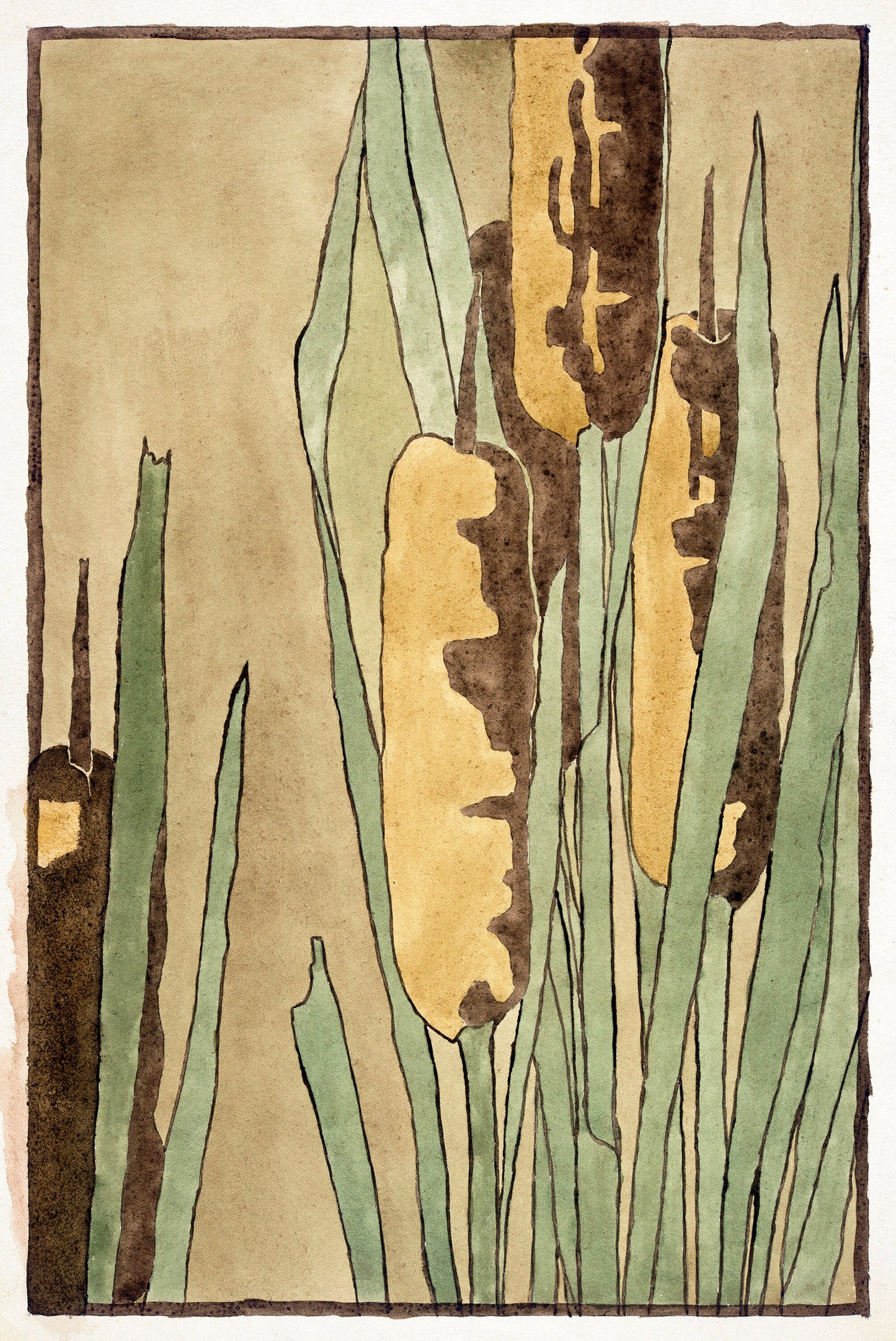 Hannah Borger Overbeck Cattail Vintage Poster