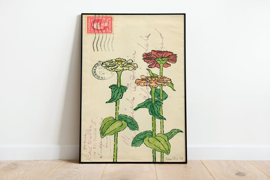 Vintage Flower Postcard Poster