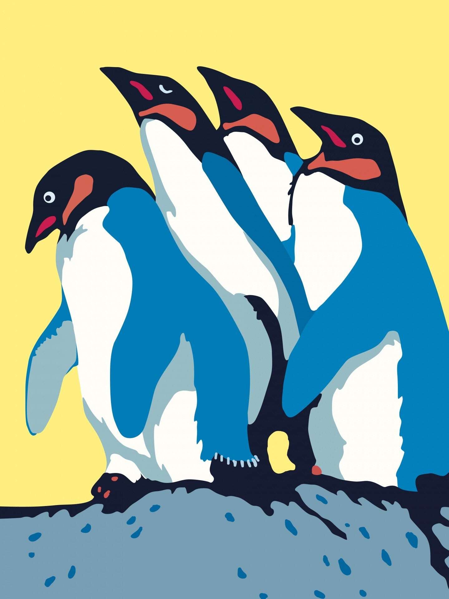 Three Penguins On The Rocks, Penguin Print