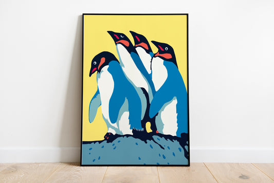 Three Penguins On The Rocks, Penguin Print