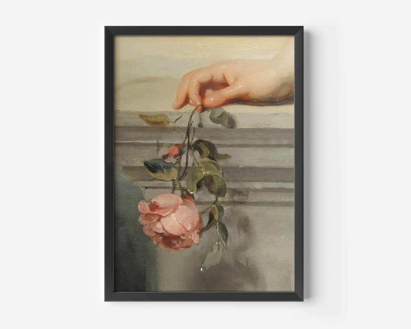 Woman Holding Rose Painting, Renaissance Art, Large Wall Art, Renaissance Painting, Romantic Wall Art, Rose Print, Flower Poster