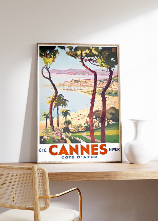 Cannes Cote d' Azur Vintage Travel Poster