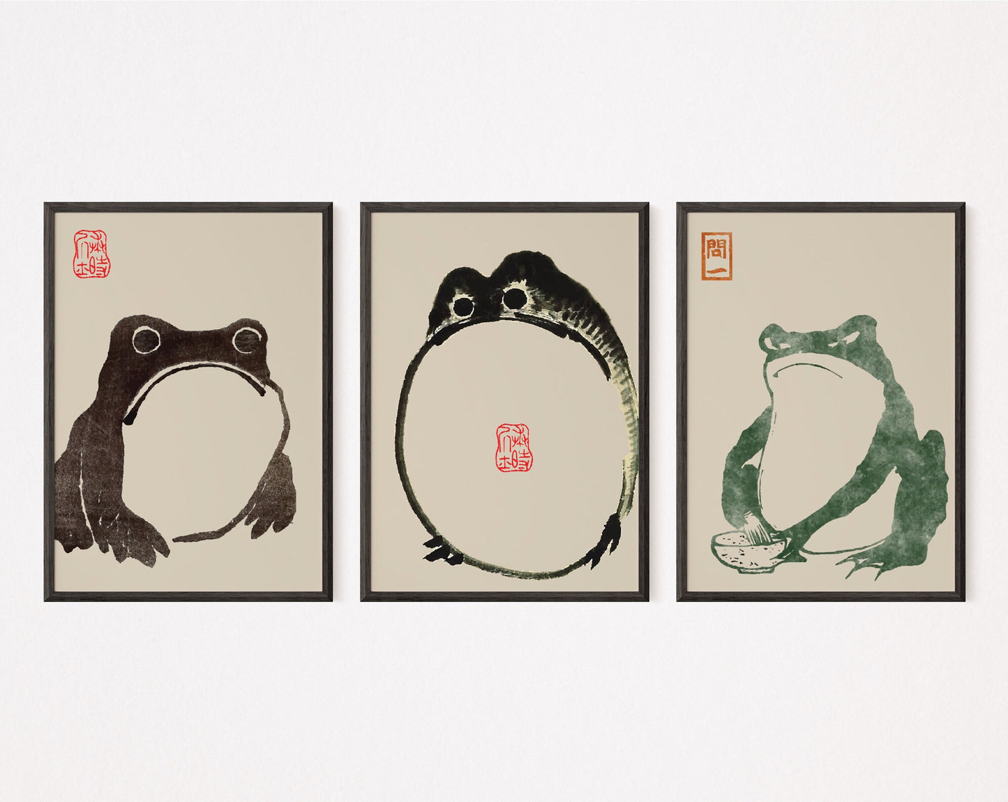 Set Of 3 Matsumoto Hoji Frog Prints